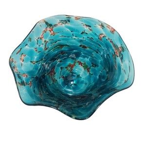 Glass Eye Studios Mini Wave Bowl Ocean Lava Handblown Art Glass Bowl 5"